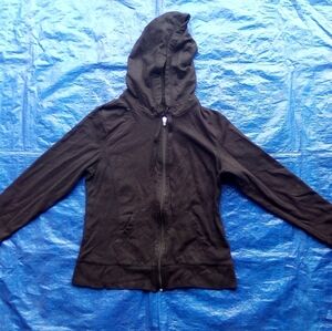 Black Hooded Zip-Up Jacket